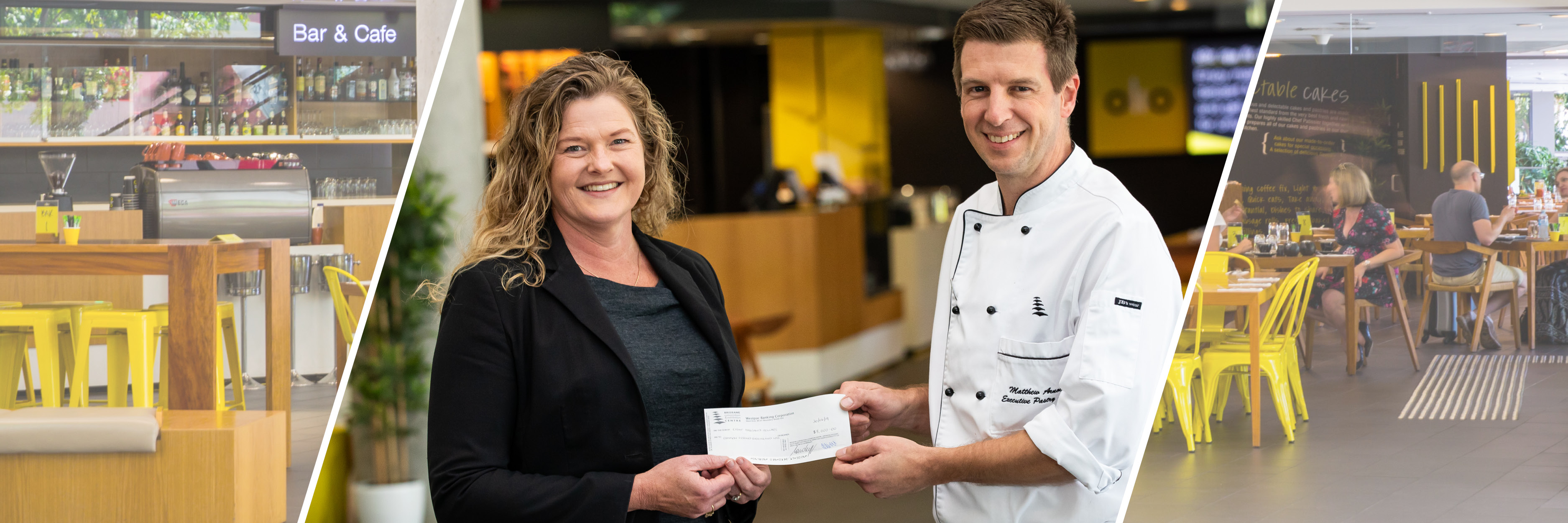 Chef Matthew Arnold and Sonya Keep Accepting Cheque from BCEC